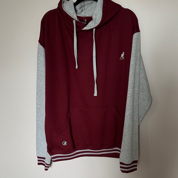 2 Kangol Two-Tone Maroon and Gray Pullover Hoodies - Picture 2 of 10